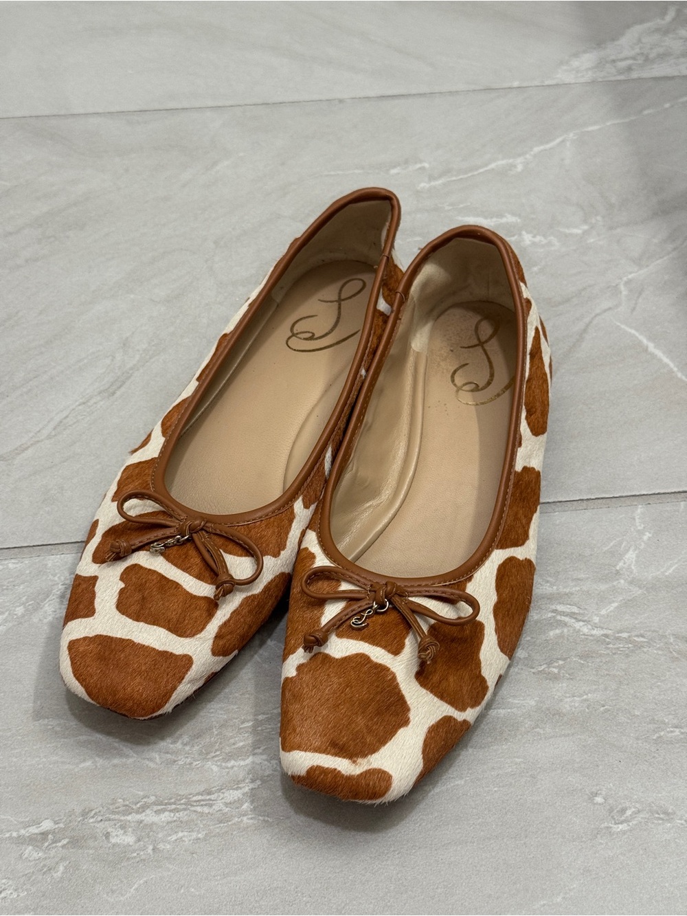 Sam Edelman Giraffe Print Cow Hair Ballet Flats City Chic Animal Print